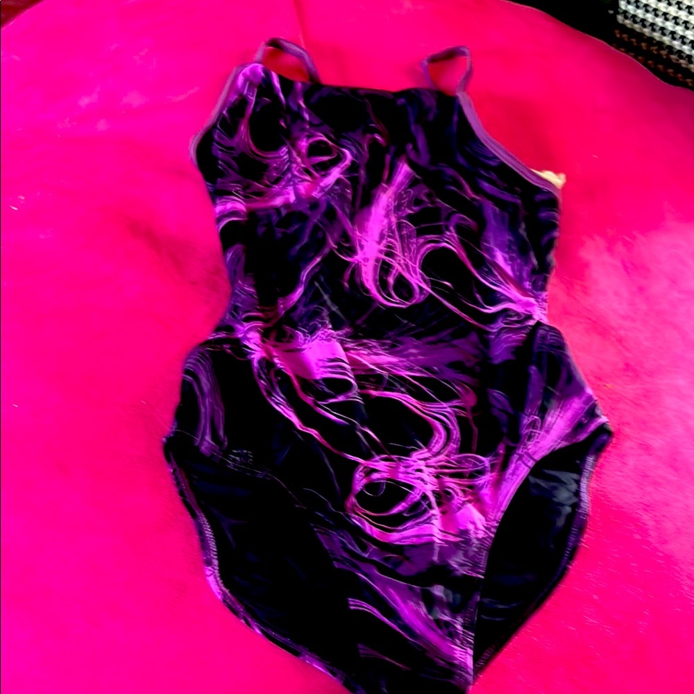 Purple and Black Swirl One-Piece Swimsuit